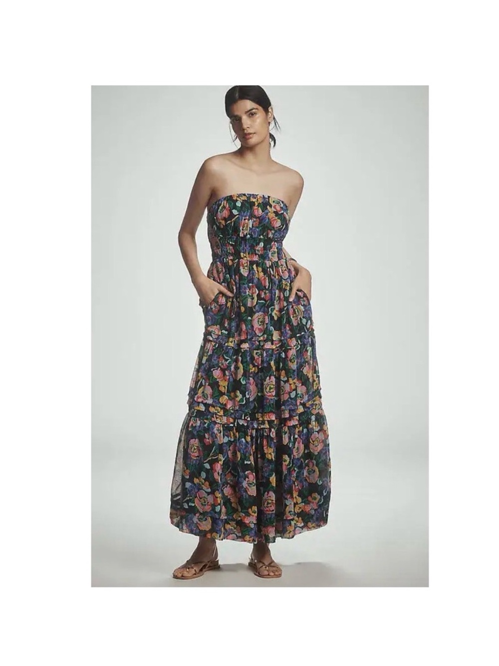 Anthropologie Somerset Strapless floral maxi dress size small